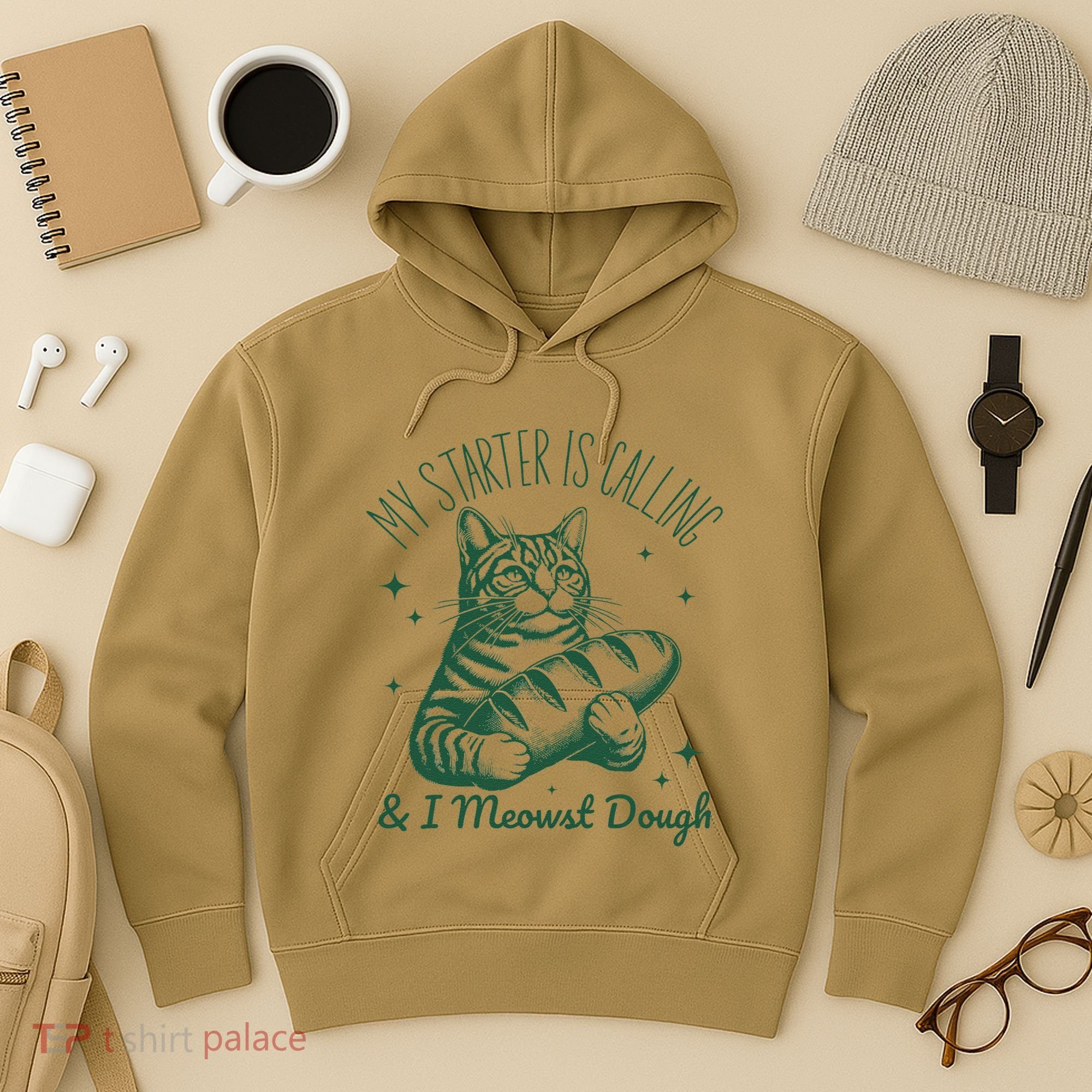 Bread Maker Dough Cat Funny Sourdough Starter Baking Pun Hoodie