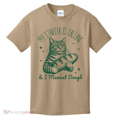 Bread Maker Dough Cat Funny Sourdough Starter Baking Pun Kids T-Shirt