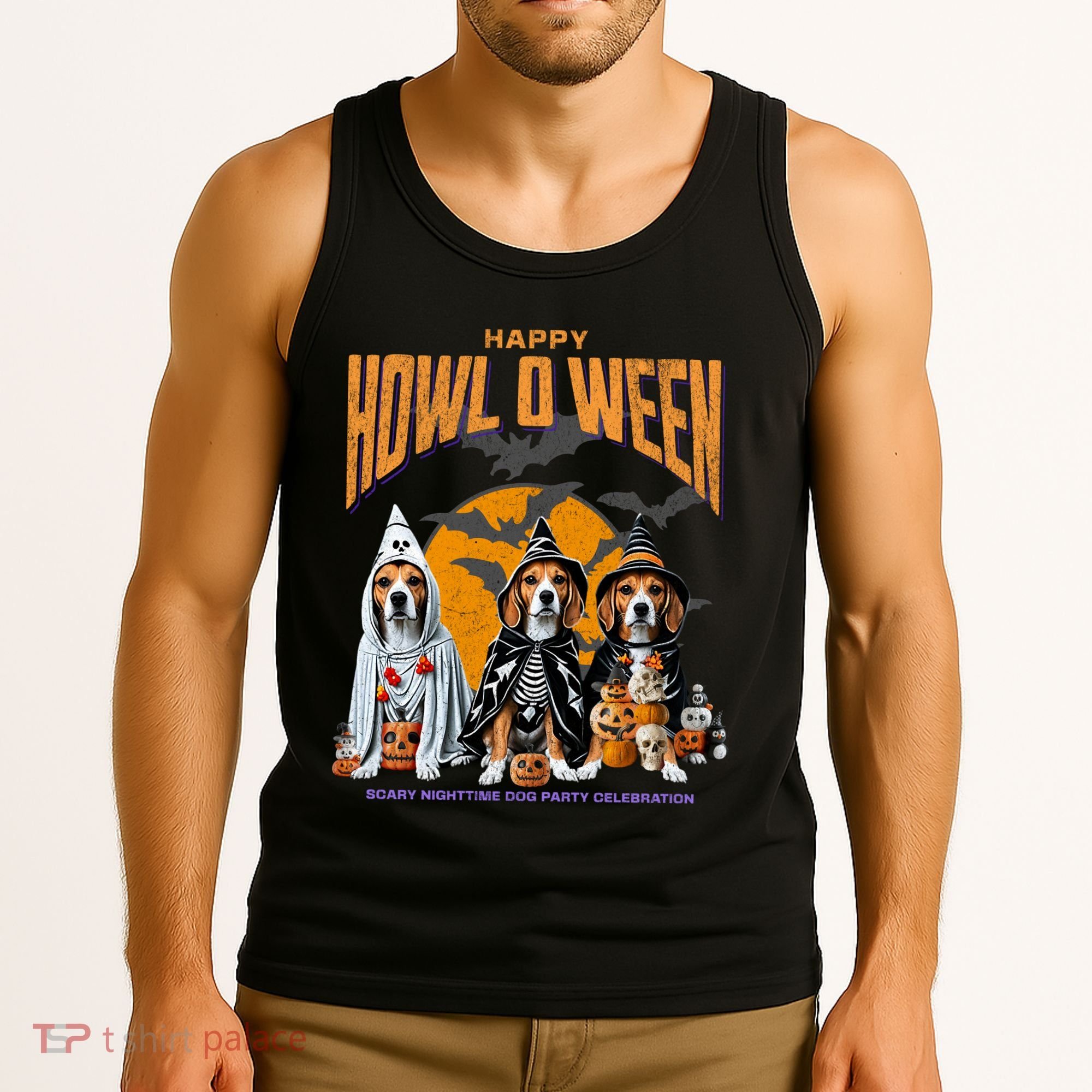 Beagle Mom Dad Halloween Lovers Tank Top