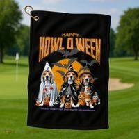 Beagle Mom Dad Halloween Lovers Golf Towel thumb 1