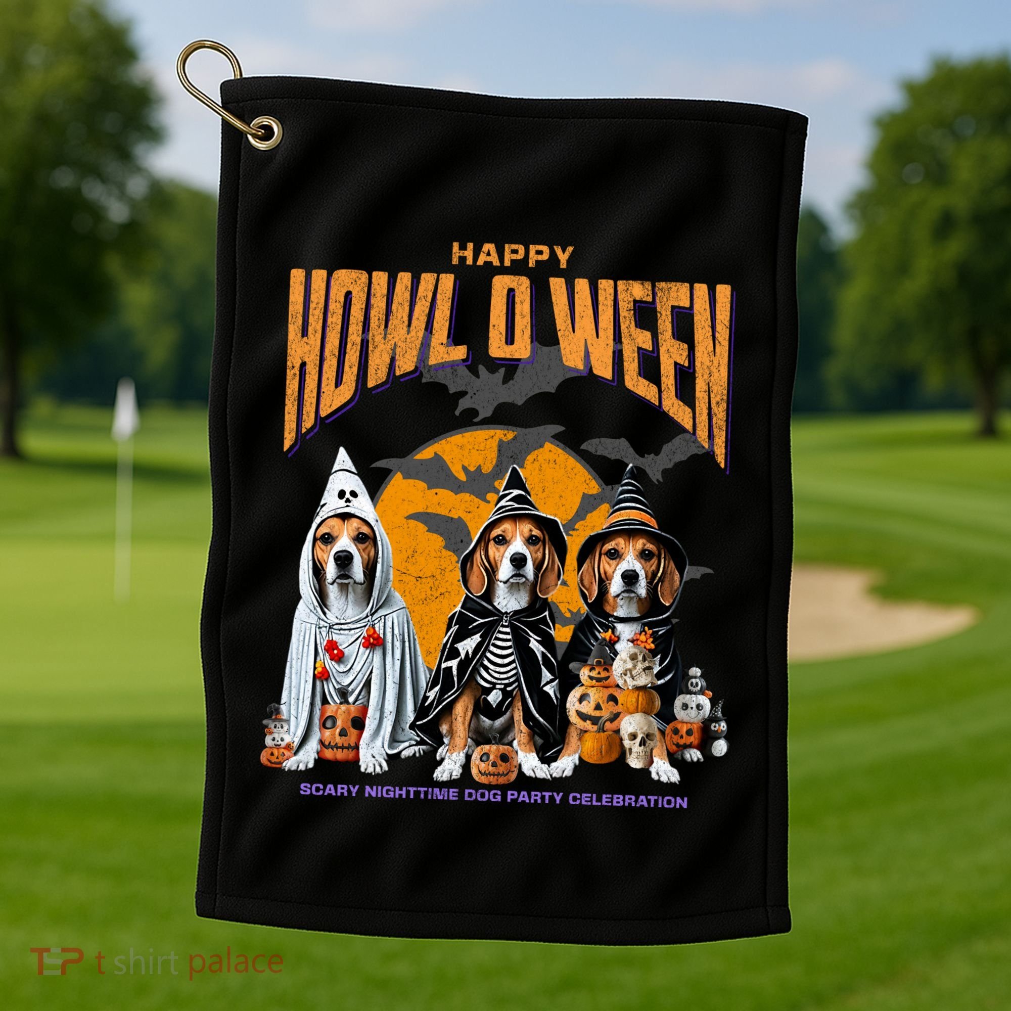 Beagle Mom Dad Halloween Lovers Golf Towel