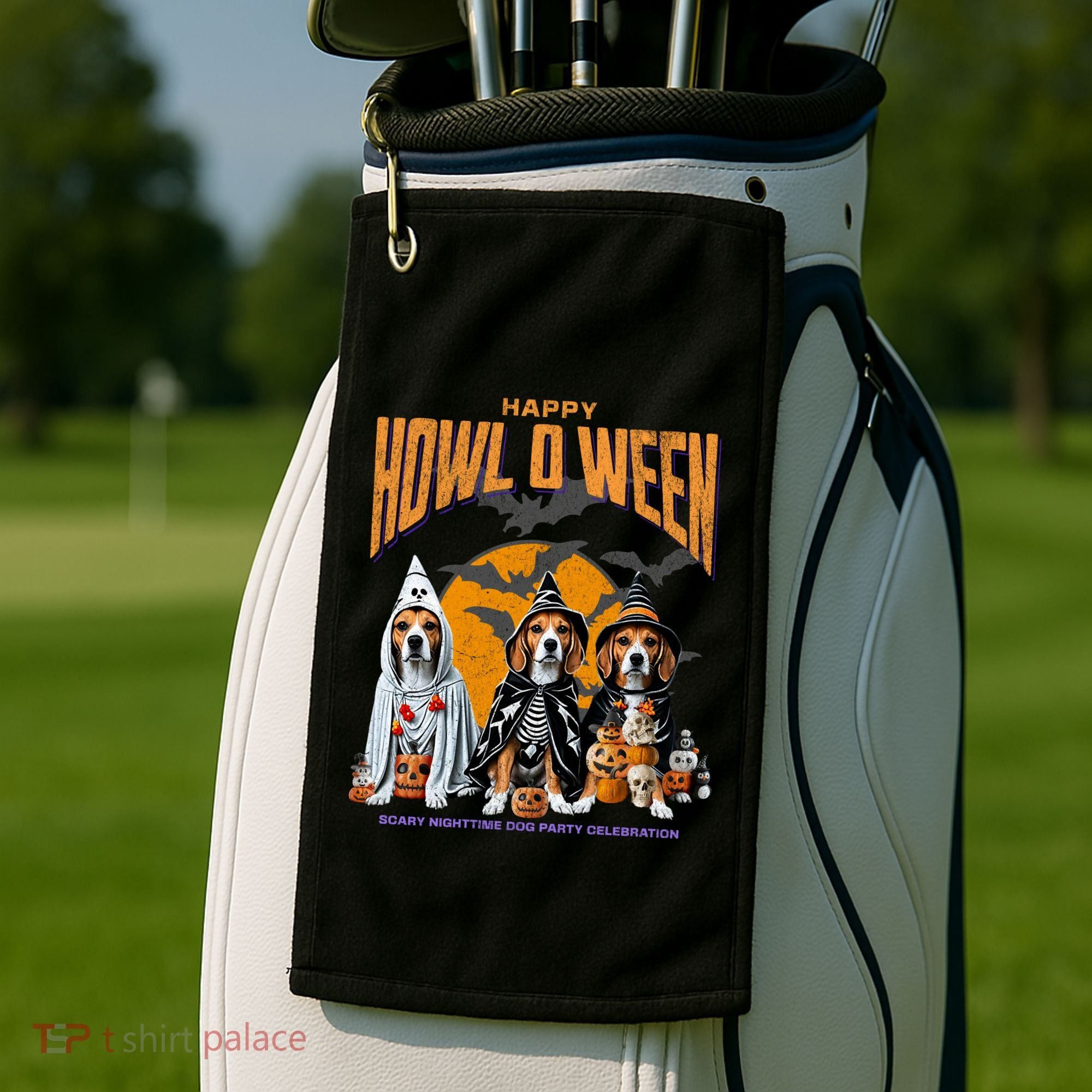 Beagle Mom Dad Halloween Lovers Golf Towel