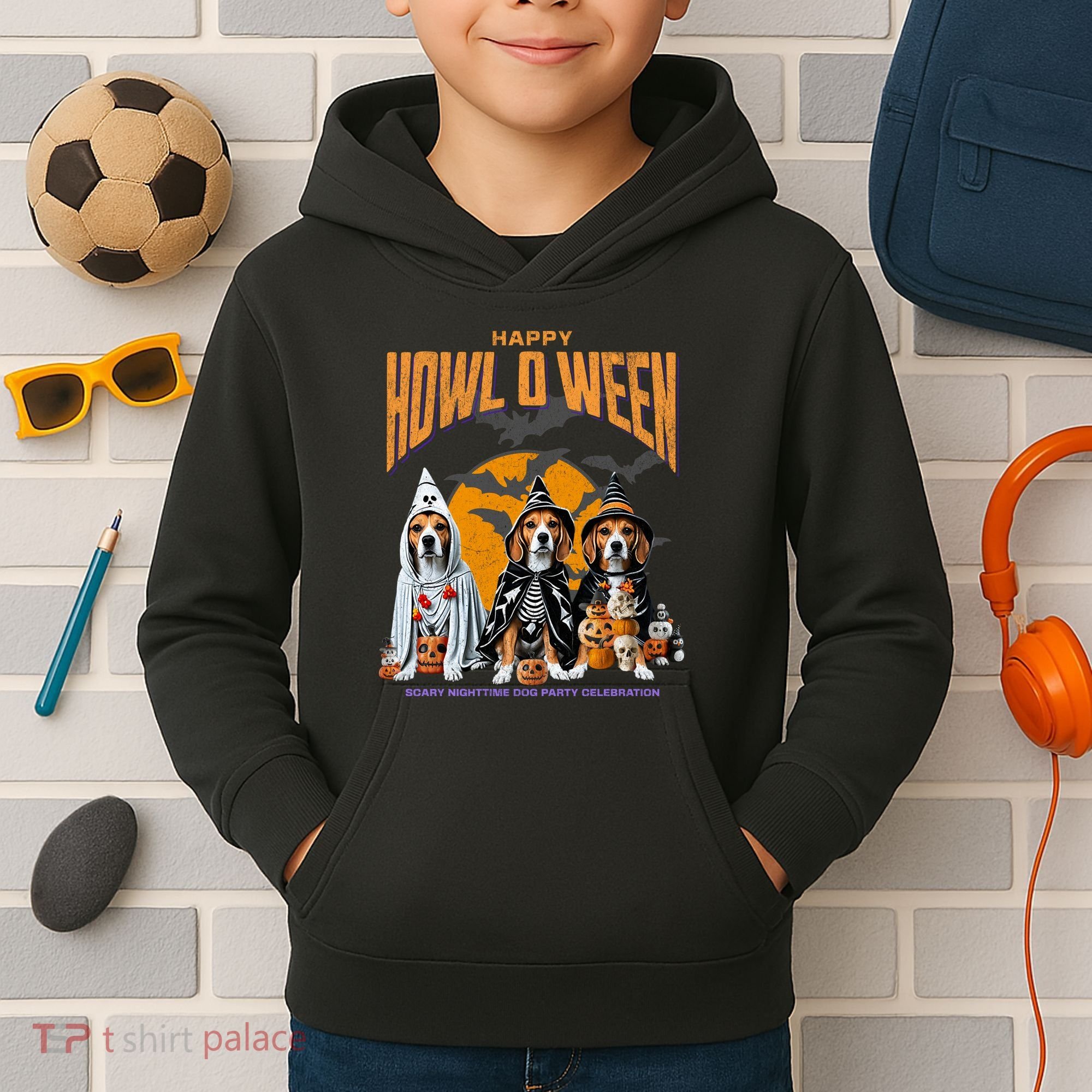 Beagle Mom Dad Halloween Lovers Kids Hoodie