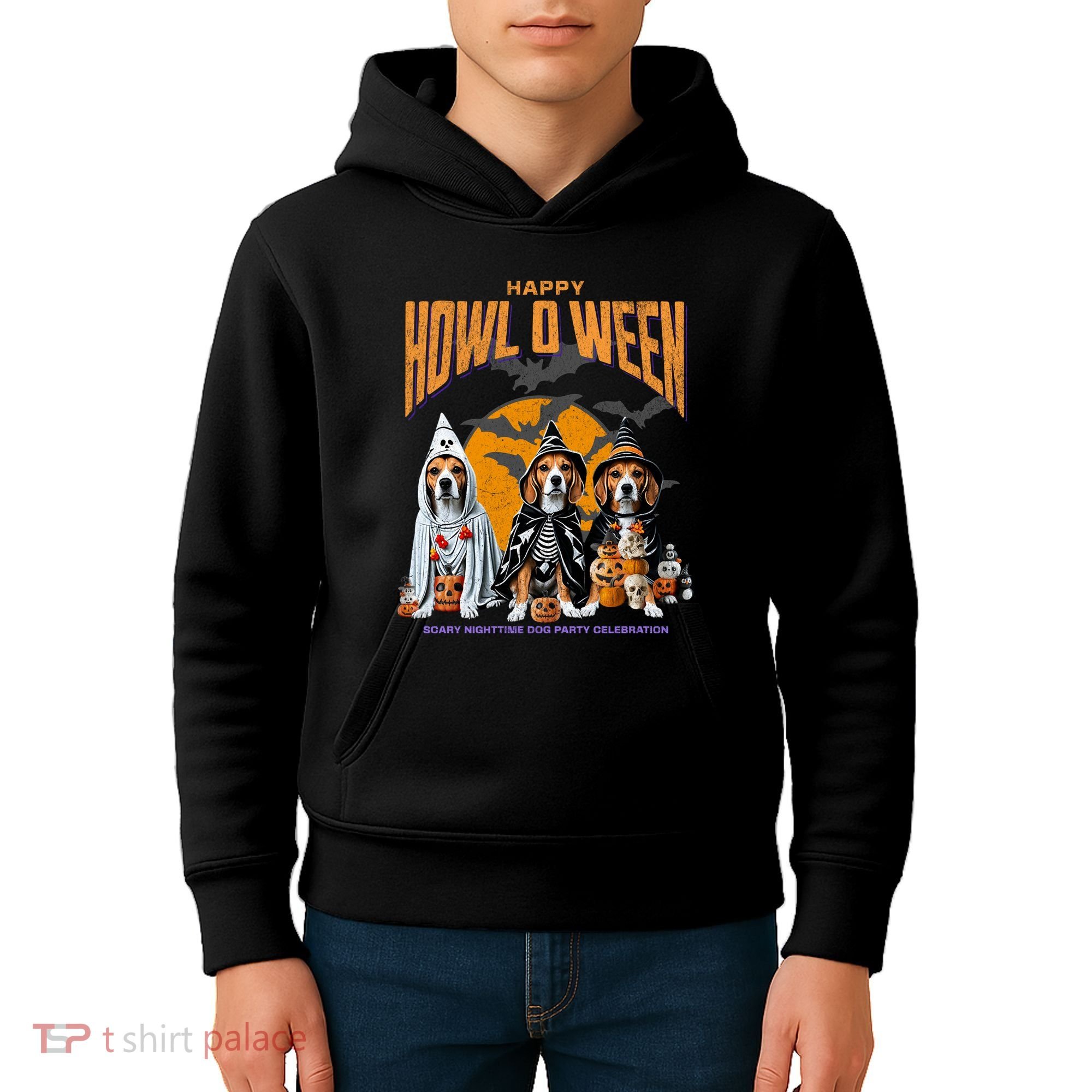 Beagle Mom Dad Halloween Lovers Kids Hoodie