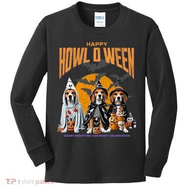 Beagle Mom Dad Halloween Lovers Kids Long Sleeve Shirt