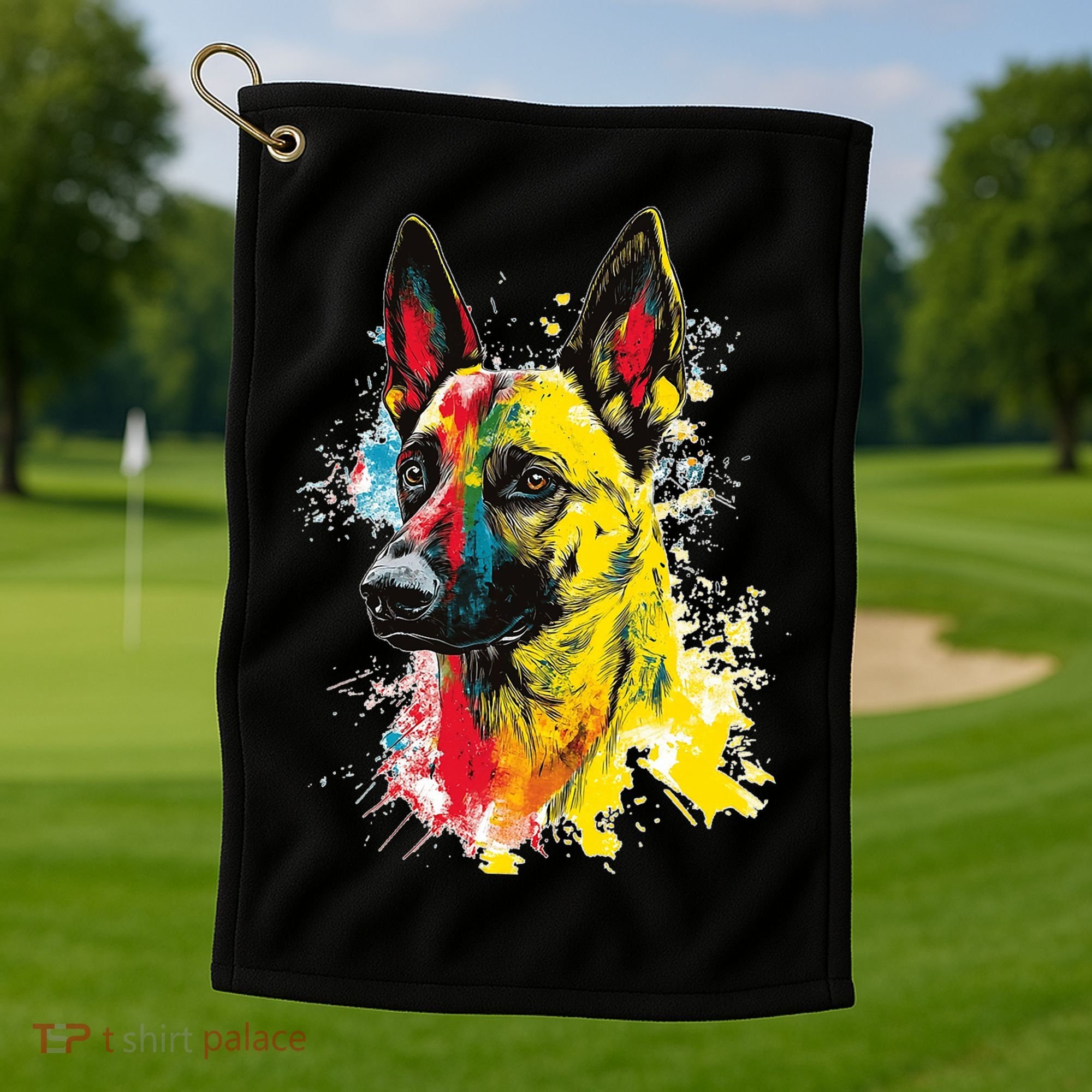Belgian Malinois Dog Graphic Pet Art Belgian Malinois Golf Towel