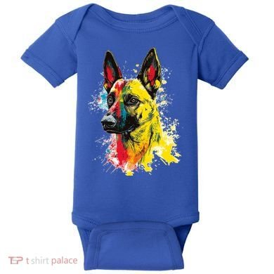 Belgian Malinois Dog Graphic Pet Art Belgian Malinois Baby Bodysuit