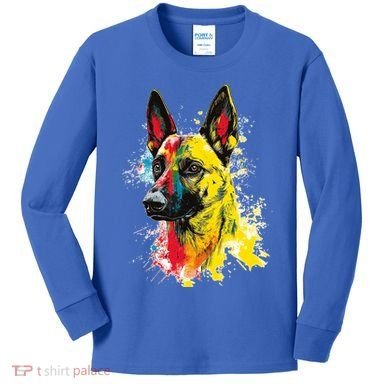 Belgian Malinois Dog Graphic Pet Art Belgian Malinois Kids Long Sleeve Shirt