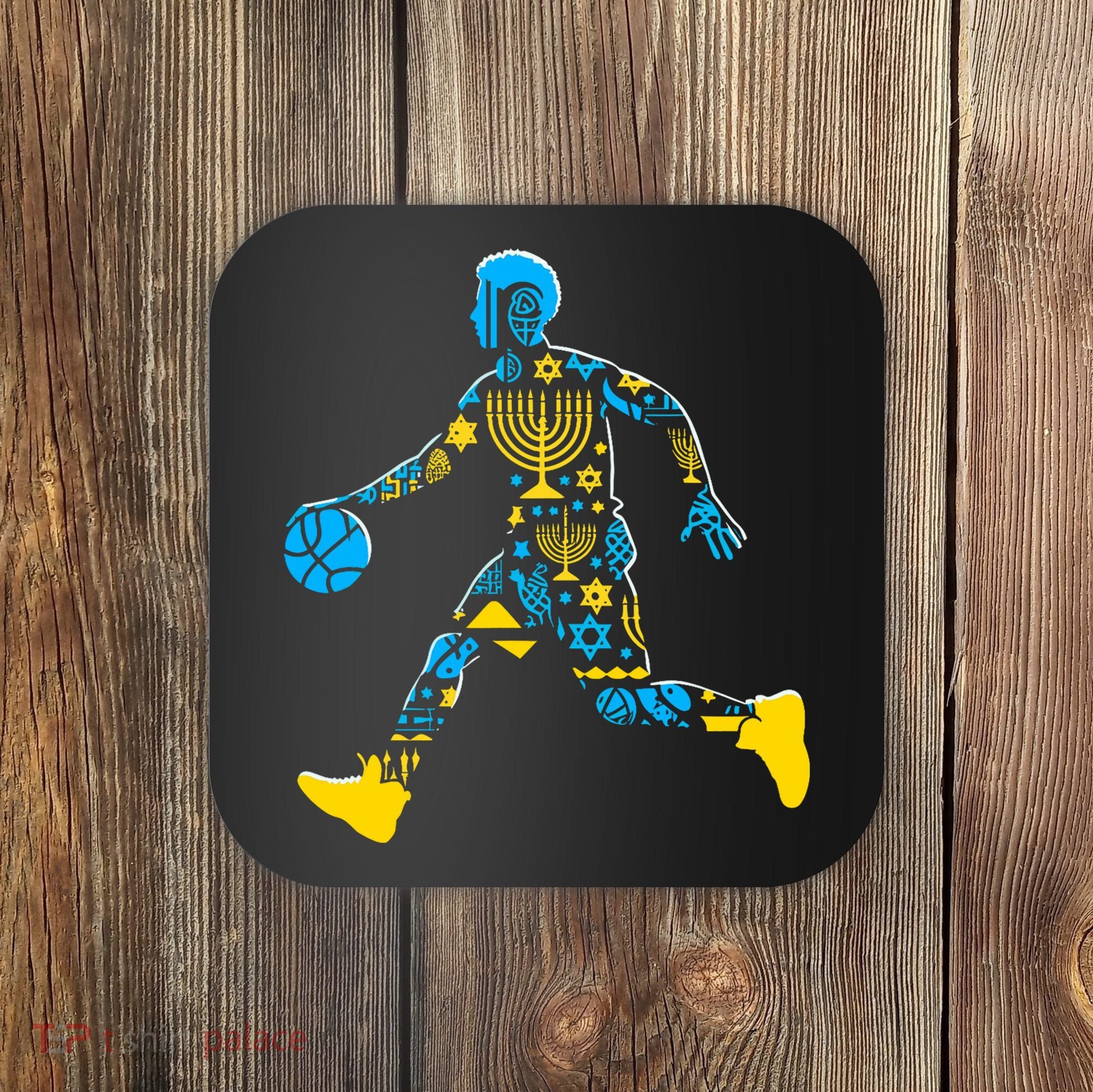 Basketball Menorah Dreidel Jewish Hanukkah Coaster