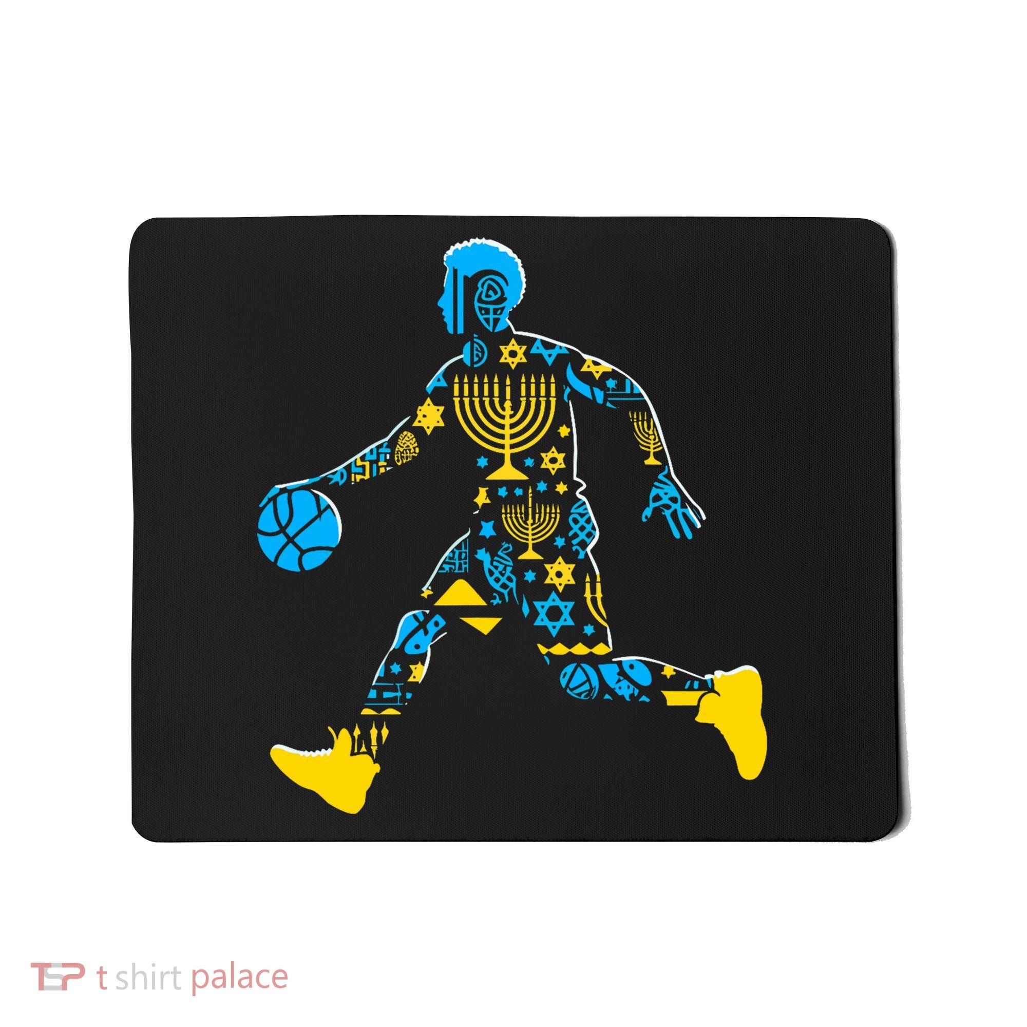 Basketball Menorah Dreidel Jewish Hanukkah Mousepad