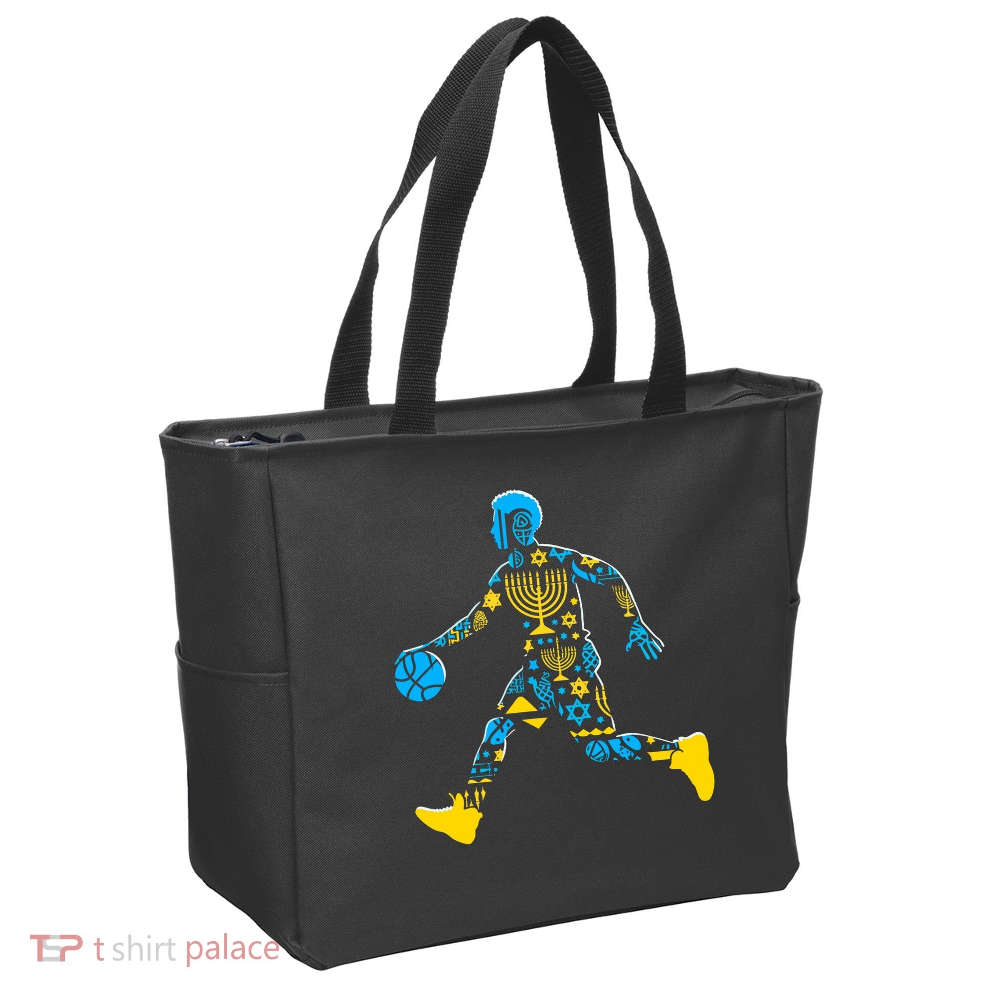 Basketball Menorah Dreidel Jewish Hanukkah Tote Bag