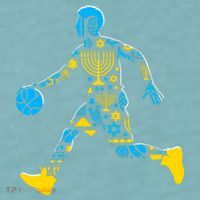 Basketball Menorah Dreidel Jewish Hanukkah Sueded Cloud Jersey T-Shirt thumb 2