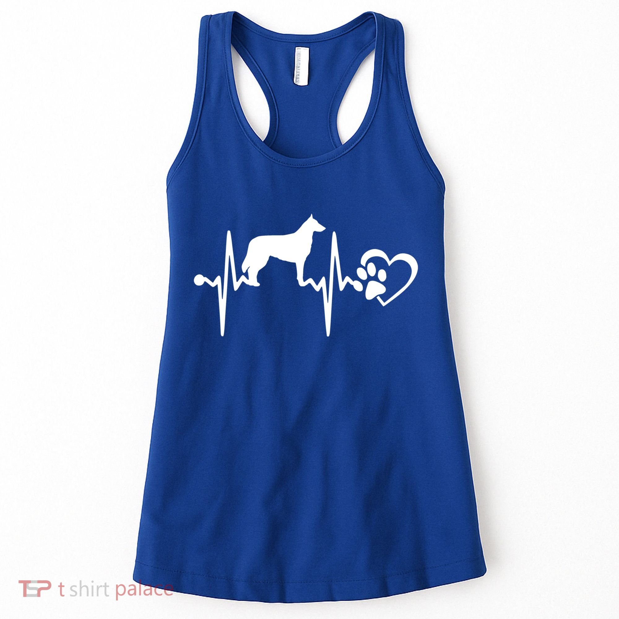 Belgian Malinois Dog Heartbeat Paw Love Funny Puppy Lover Funny Gift Women's Tank Top