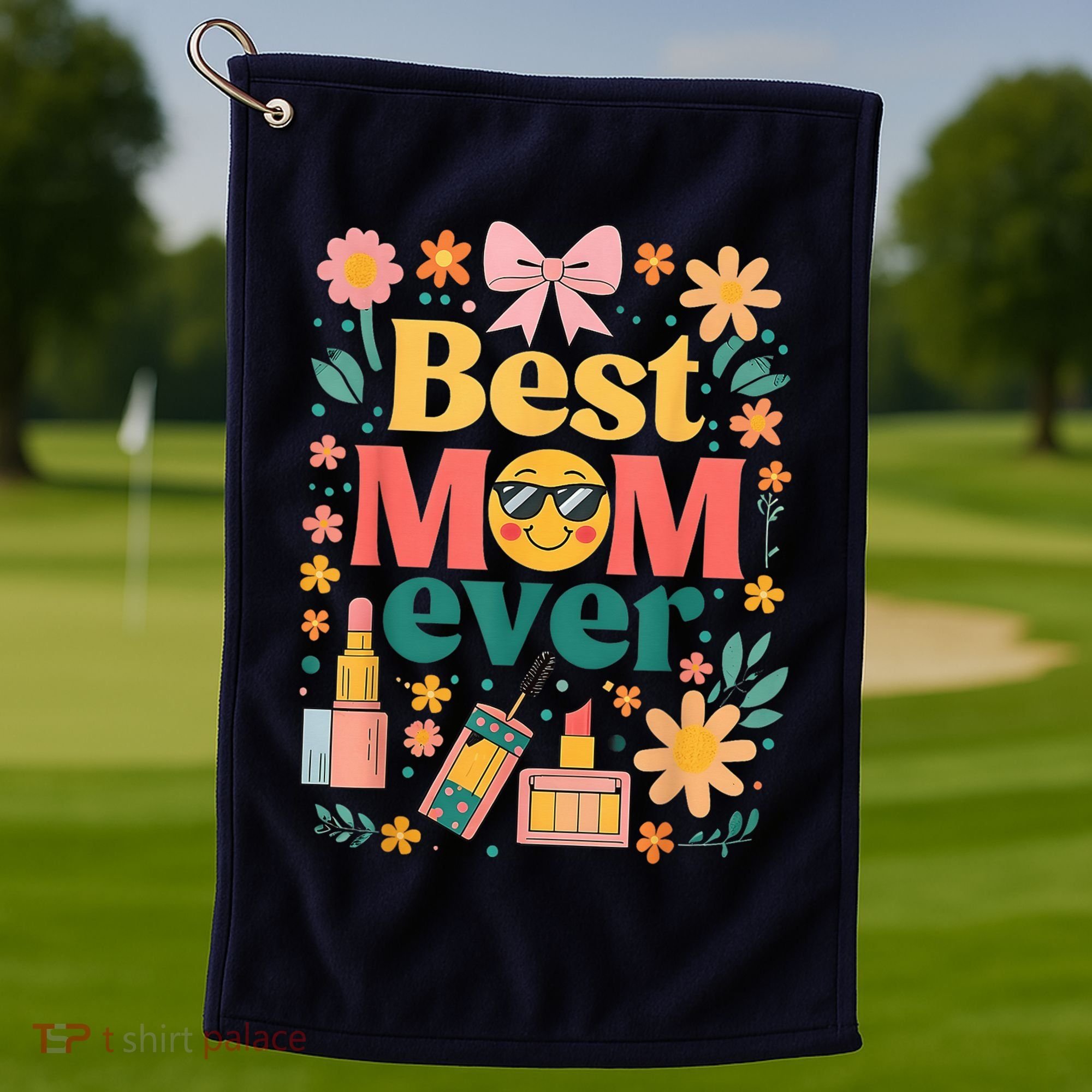 Best Mom Ever Wildflower Mama Mother'S Day Retro Floral Mom Golf Towel