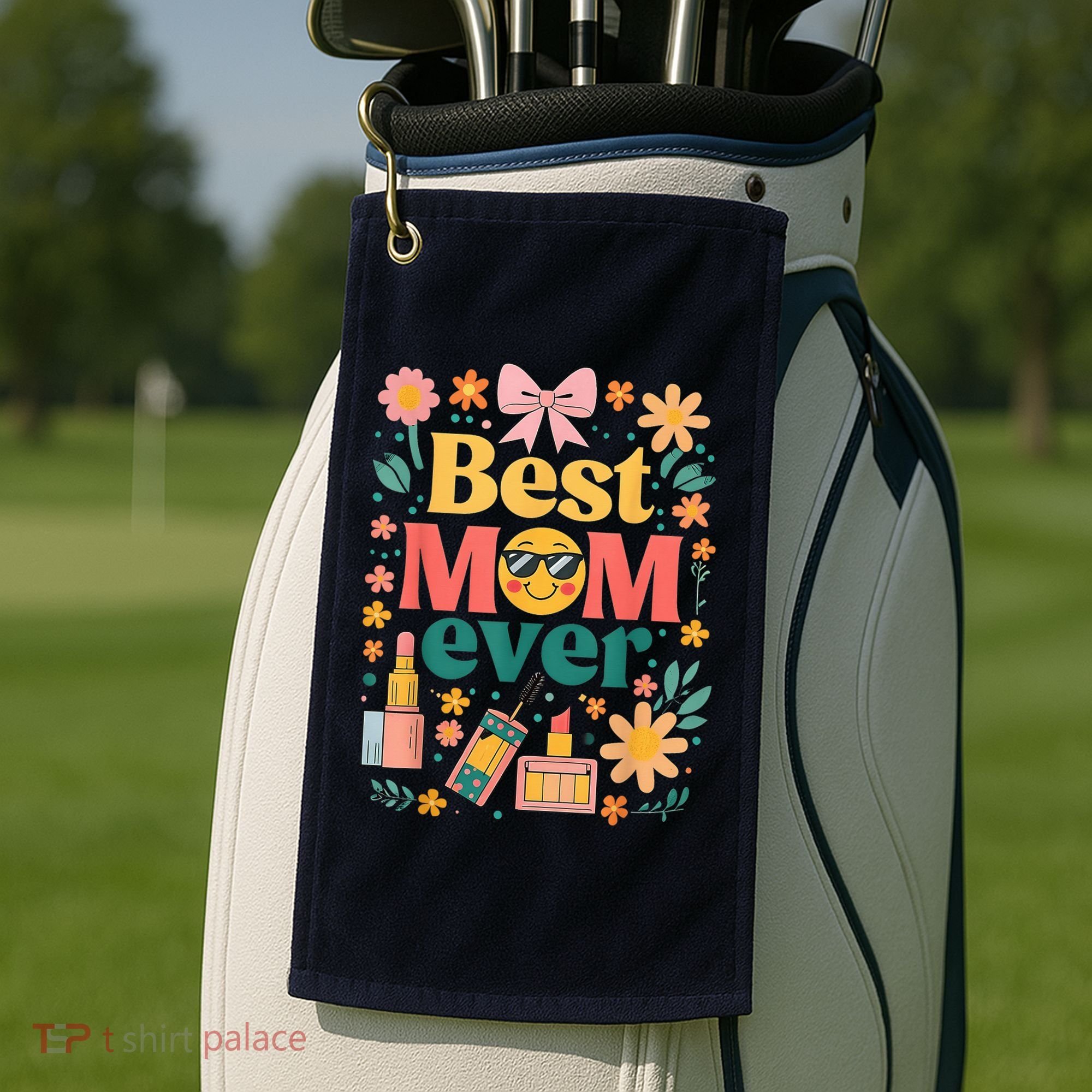 Best Mom Ever Wildflower Mama Mother'S Day Retro Floral Mom Golf Towel