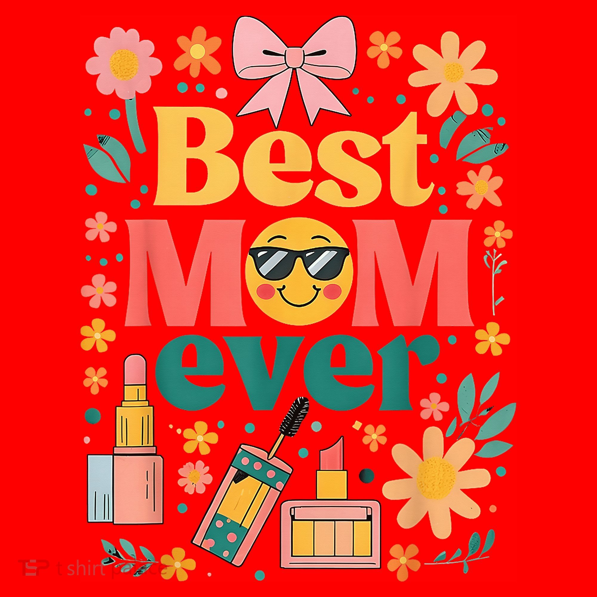 Best Mom Ever Wildflower Mama Mother'S Day Retro Floral Mom Santa Hat