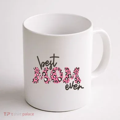 Best Mom Ever Cheetah Print Cute Gift Coffee Mug back