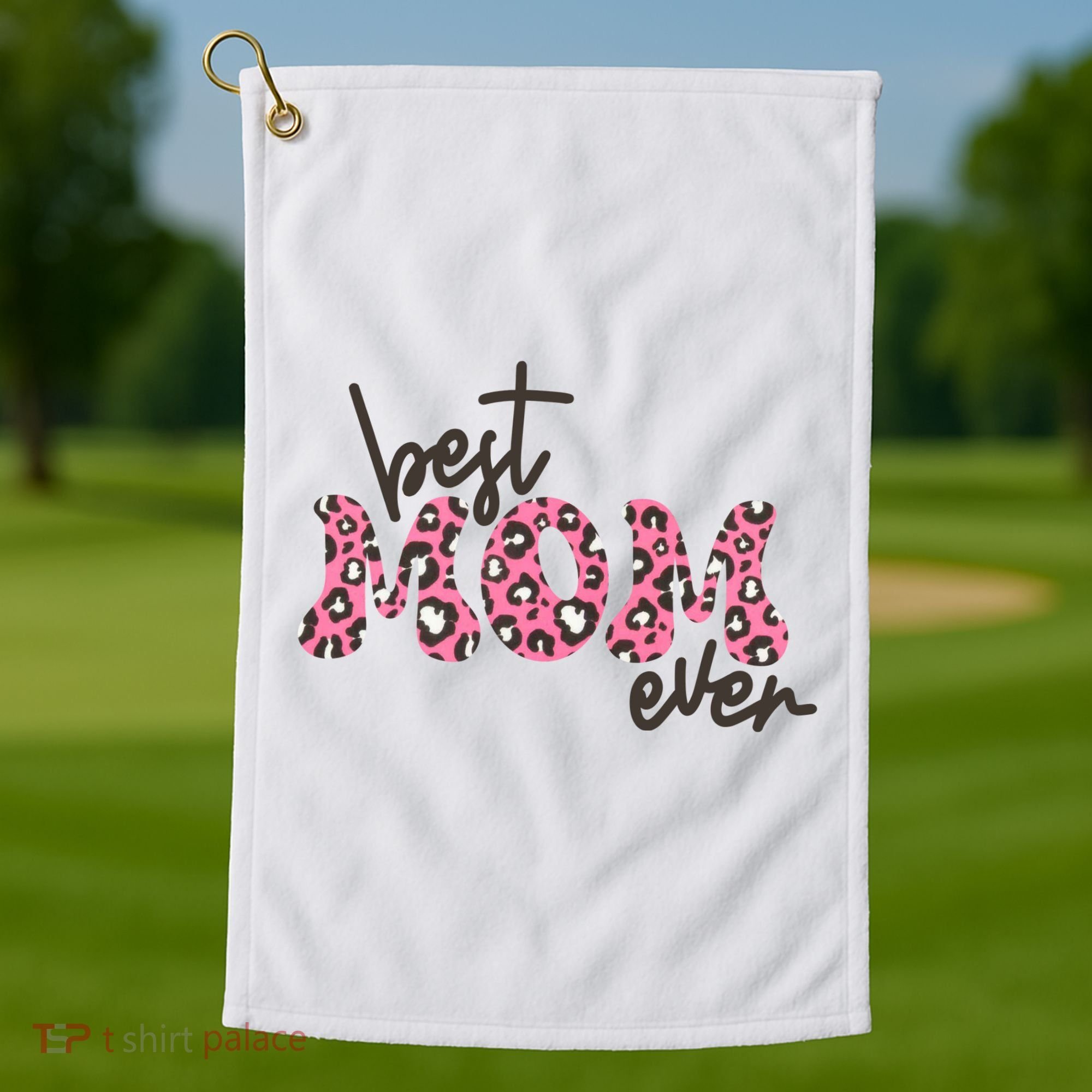 Best Mom Ever Cheetah Print Cute Gift Golf Towel