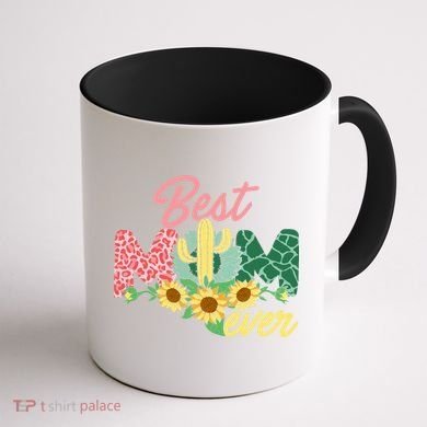 Best Mom Ever Sunflower Cactus Cute Mother's Day Coffee Mug back