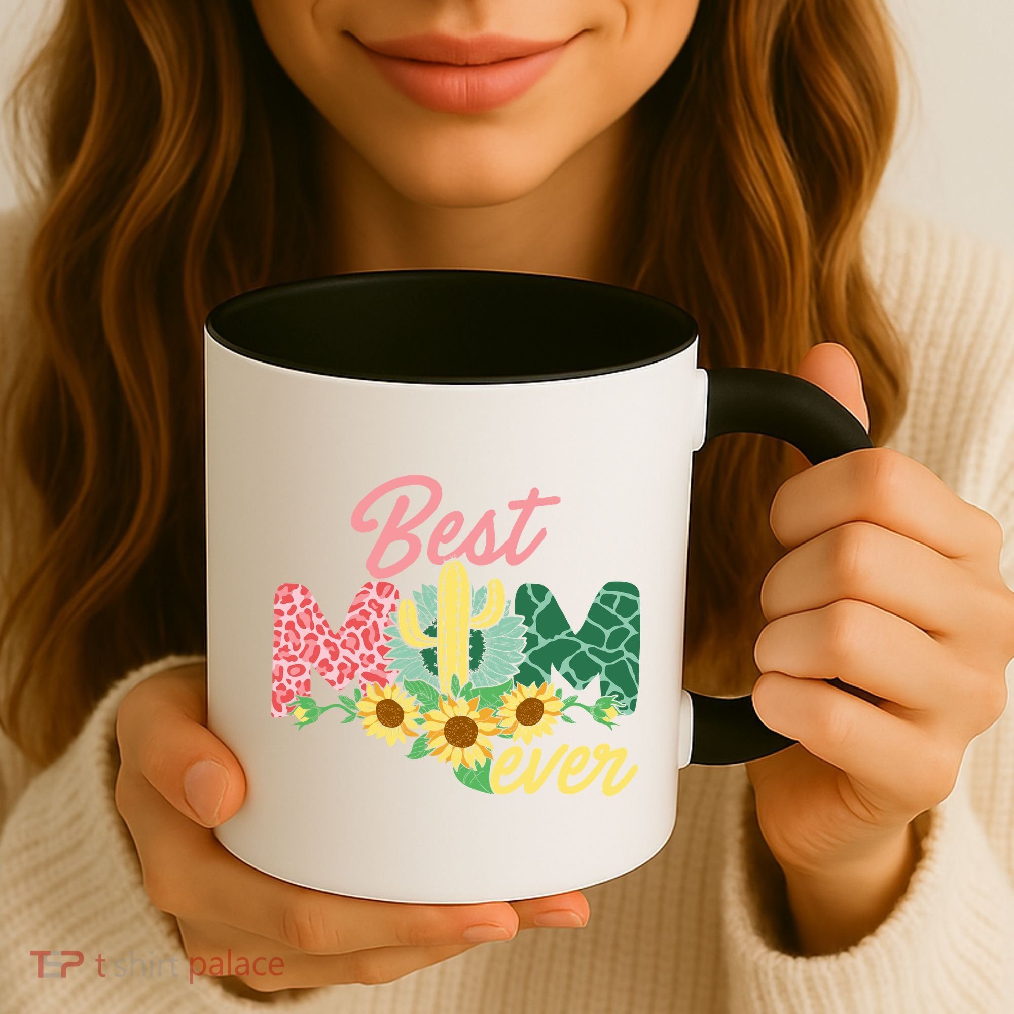 Best Mom Ever Sunflower Cactus Cute Mother's Day Coffee Mug