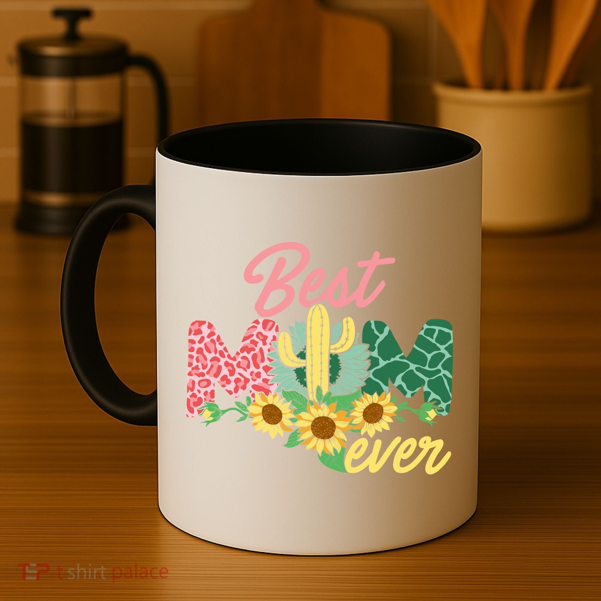 Best Mom Ever Sunflower Cactus Cute Mother's Day Coffee Mug