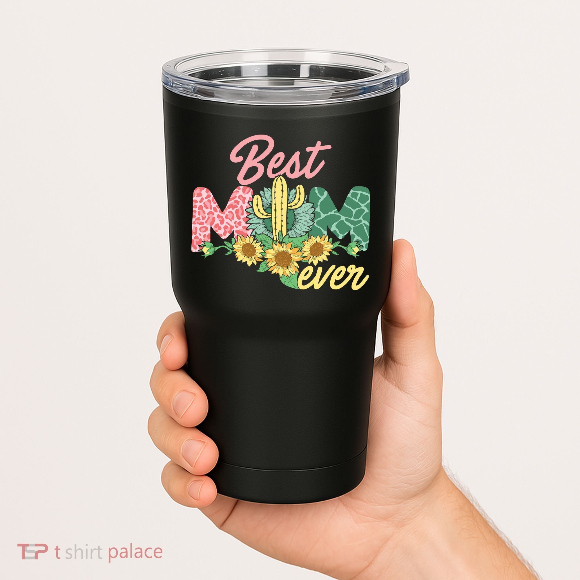Best Mom Ever Sunflower Cactus Cute Mother's Day Tumbler