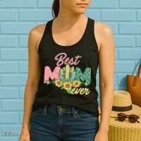 Best Mom Ever Sunflower Cactus Cute Mother's Day Women's Tank Top thumb 2