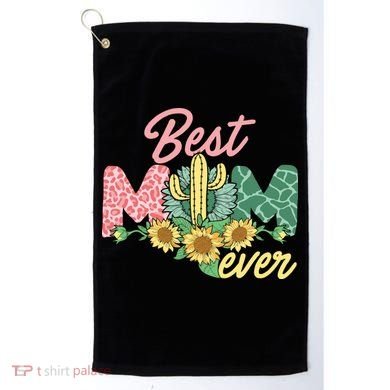 Best Mom Ever Sunflower Cactus Cute Mother's Day Golf Towel