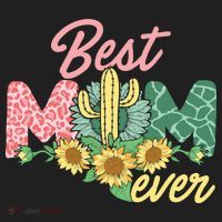 Best Mom Ever Sunflower Cactus Cute Mother's Day Golf Towel thumb 3