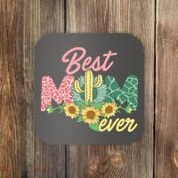 Best Mom Ever Sunflower Cactus Cute Mother's Day Coaster thumb 0