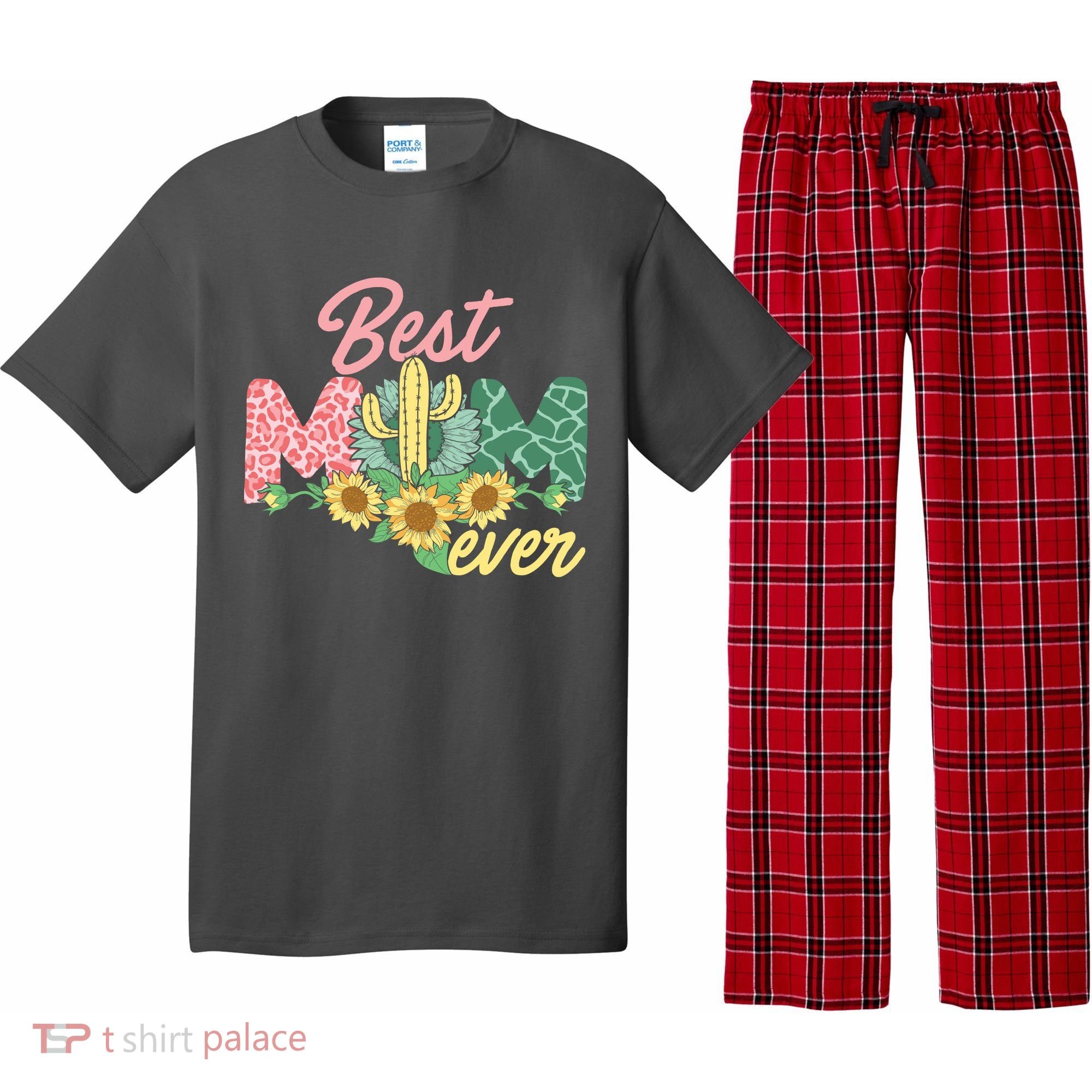 Best Mom Ever Sunflower Cactus Cute Mother's Day Pajama Set