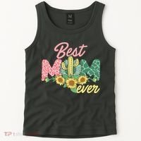 Best Mom Ever Sunflower Cactus Cute Mother's Day Tank Top thumb 2