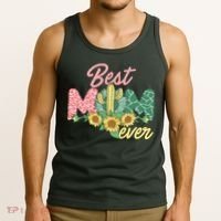 Best Mom Ever Sunflower Cactus Cute Mother's Day Tank Top thumb 3