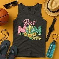 Best Mom Ever Sunflower Cactus Cute Mother's Day Tank Top thumb 4