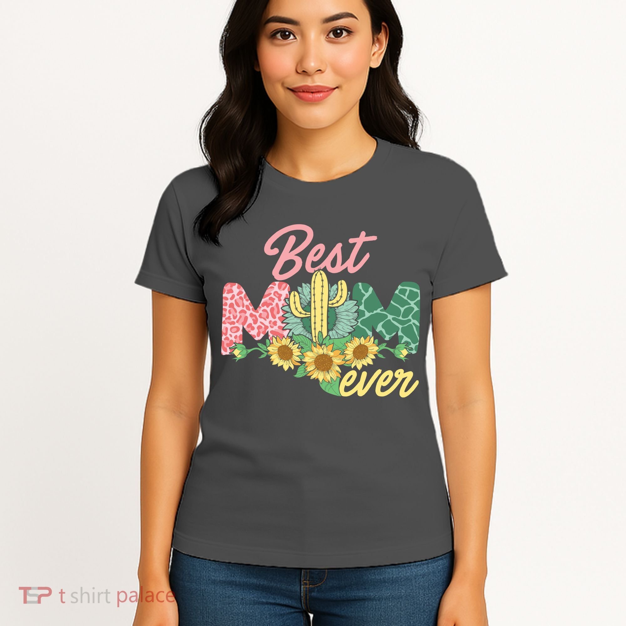 Best Mom Ever Sunflower Cactus Cute Mother's Day Women's T-Shirt