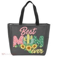 Best Mom Ever Sunflower Cactus Cute Mother's Day Tote Bag thumb 0