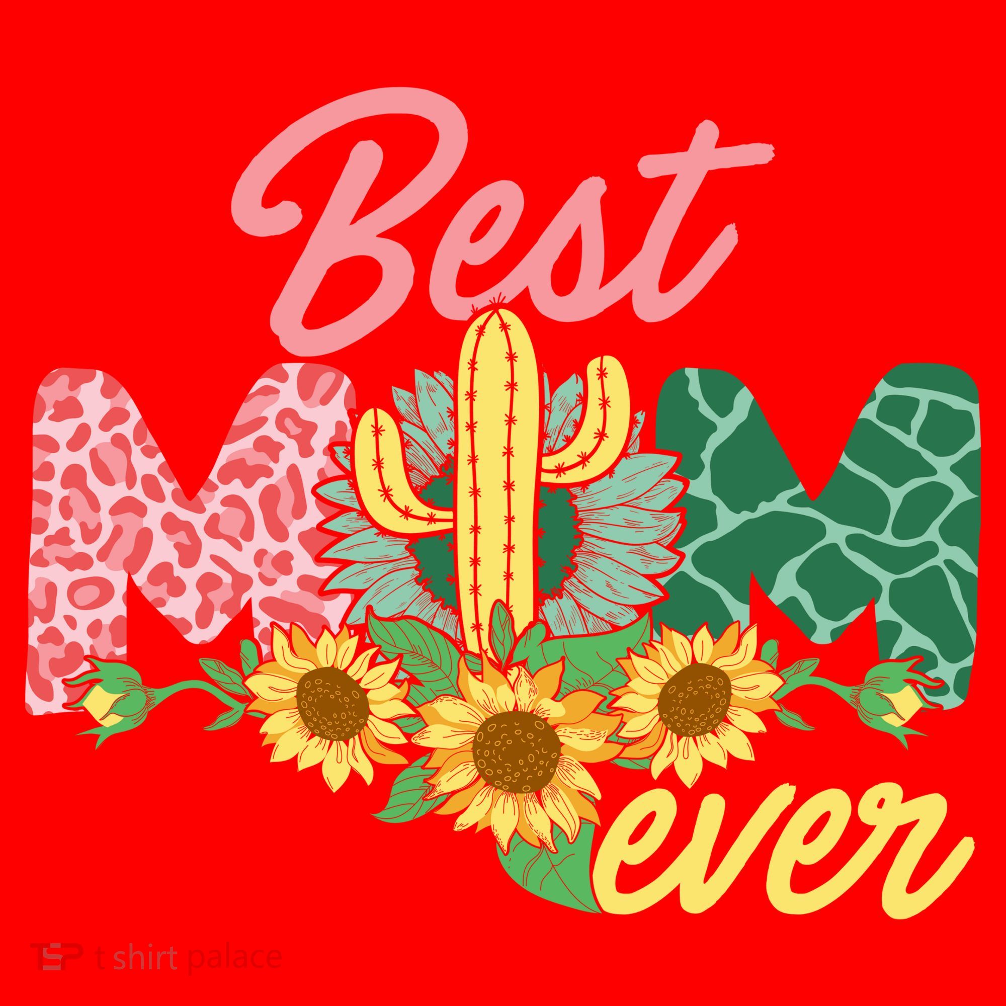 Best Mom Ever Sunflower Cactus Cute Mother's Day Santa Hat