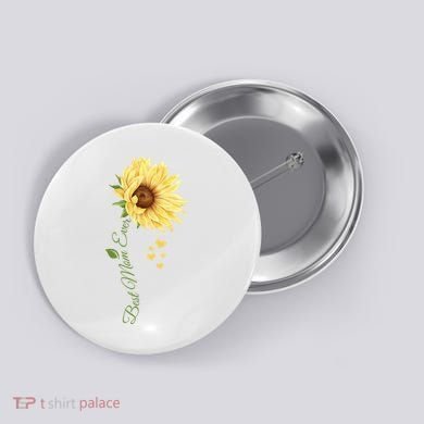 Best Mom Ever Sunflower Cute Mothers Day Button
