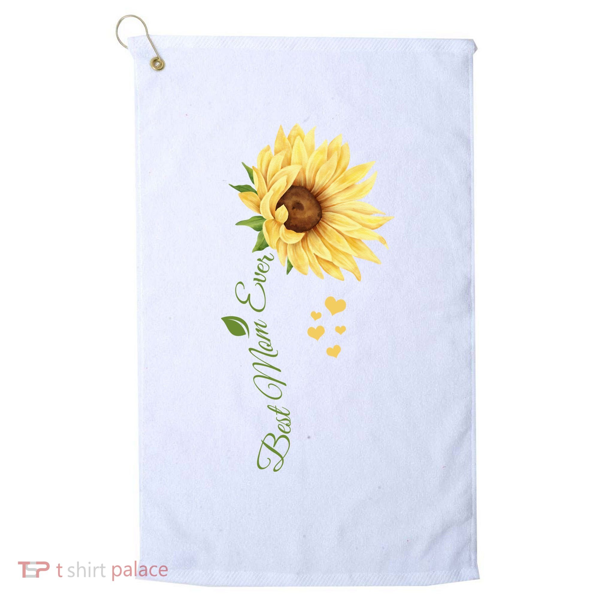 Best Mom Ever Sunflower Cute Mothers Day Golf Towel