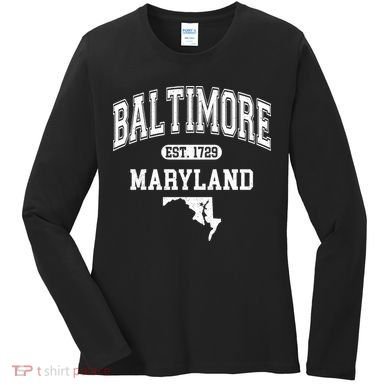 Baltimore Maryland Est. 1729 Varsity Women's Long Sleeve Shirt