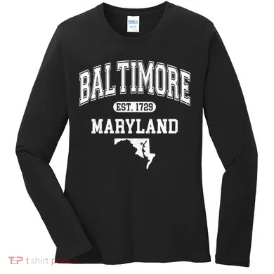 Baltimore Maryland Est. 1729 Varsity Women's Long Sleeve Shirt