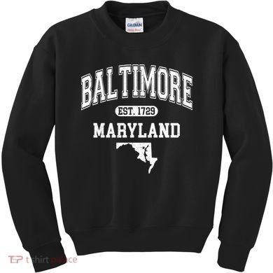 Baltimore Maryland Est. 1729 Varsity Kids Sweatshirt