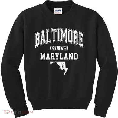 Baltimore Maryland Est. 1729 Varsity Kids Sweatshirt