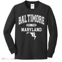 Baltimore Maryland Est. 1729 Varsity Kids Long Sleeve Shirt thumb 0