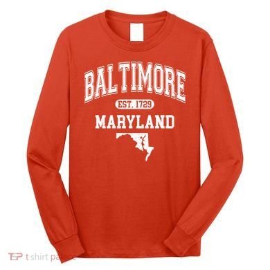 Baltimore Maryland Est. 1729 Varsity Long Sleeve Shirt