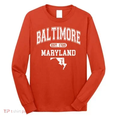 Baltimore Maryland Est. 1729 Varsity Long Sleeve Shirt
