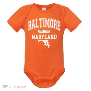 Baltimore Maryland Est. 1729 Varsity Baby Bodysuit