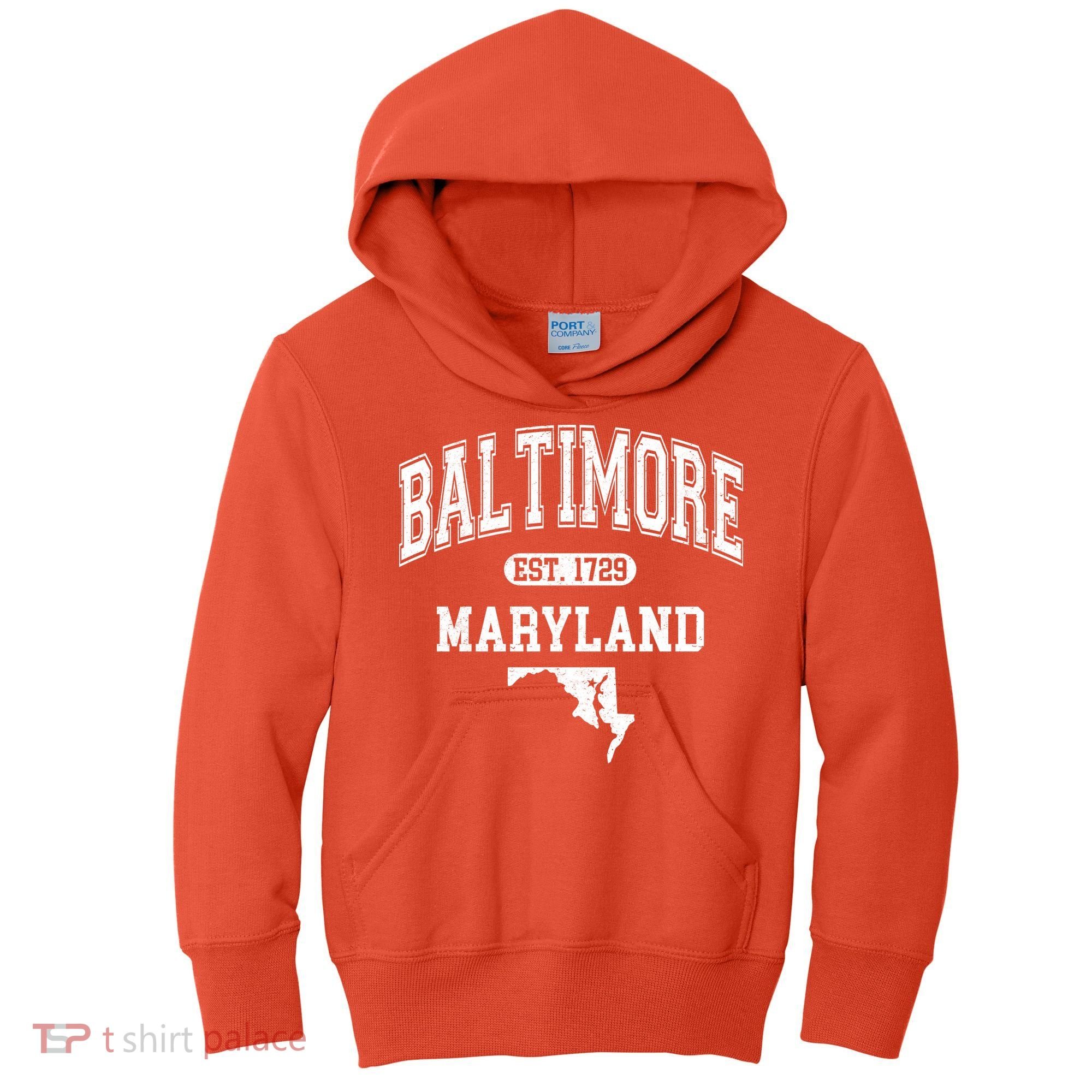 Baltimore Maryland Est. 1729 Varsity Kids Hoodie