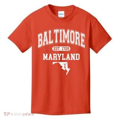 Baltimore Maryland Est. 1729 Varsity Kids T-Shirt