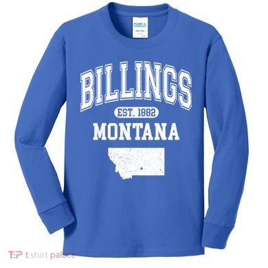 Billings Montana Est. 1882 Varsity Kids Long Sleeve Shirt